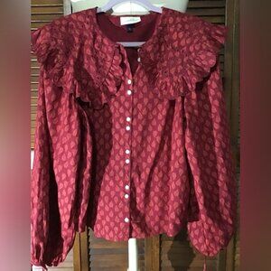Women’s black and red universal thread, size large, long sleeve button-down top
